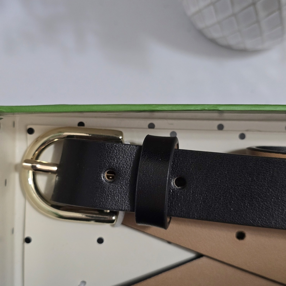 NEW Kate Spade Women Black Leather Belt Bag L/XL Gokd Buckle - Gift Box